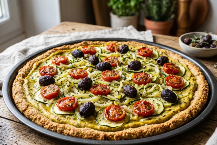 🍕 Pizza Sans Gluten aux Courgettes, Tomates Cerises et Olives de Nyons : La Recette Ultra Simple